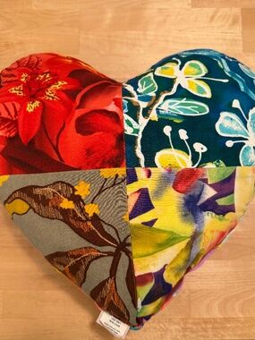 JAMS World Heart-Shaped Floral Pillow Two-Sided NWT